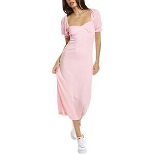 Free People Beach Pink Short Sleeve Bel Air Ribbed Knit Midi Dress Medium NWT